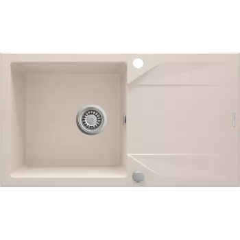 DEANTE 1-Bowlio Granito Kompozito Virtuvės Kriauklė su Nuliejimo Lentynėle - Juoda (Nero) 780x440mm