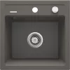 DEANTE 1-Bowl Granite Sink with Drainer, Black (Nero), 780x440 mm, Inset, 2 Tap Holes, Overflow, Waste Kit & Siphon Included