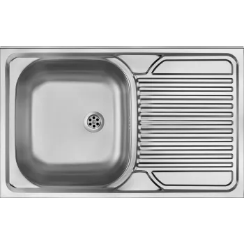 DEANTE 1-Bowl Stainless Steel Kitchen Sink with Drainer on Right Side - Overlay, 620x435 mm, AISI 304