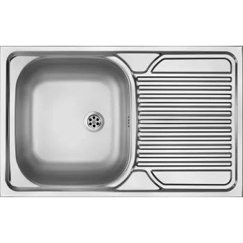 DEANTE 1-Bowl Stainless Steel Kitchen Sink with Drainer - Overlay, 800x600 mm, Satin Finish