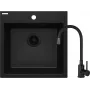 DEANTE Granite Composite Kitchen Sink with Single-Lever Chrome Faucet, 1 Bowl, Black, 780x435 mm
