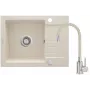 DEANTE Granite Sink with Tap, 1-Bowl with Drainer, Black, 780x490 mm, Inset, 10-Year Warranty