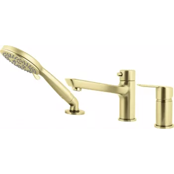 DEANTE Moza 3-Hole Deck Mounted Bathtub Faucet with Hand Shower, Chrome