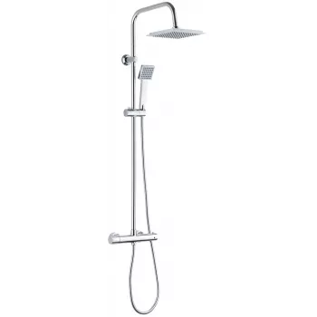DEANTE Lietaus dušas su termostatiniu maišytuvu – matinė juoda, 250 mm apvali galva, reguliuojamas aukštis