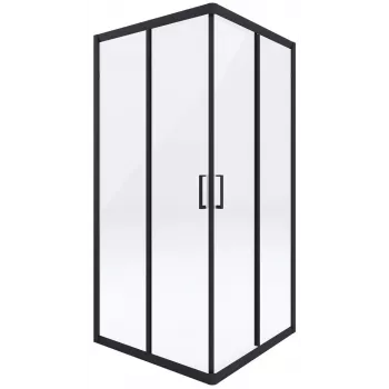 DEANTE Square Shower Enclosure 90 cm, Black Matte, Double Sliding Doors
