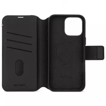 Decoded Odinė Atsegama Dėklo Dangtelis su Pinigine, iPhone 16 Pro Max, MagSafe, Juoda
