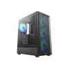 Deepcool CC550 4F Mid Tower korpusas, 4x 120mm LED ventiliatoriai, grūdintas stiklas, juodas