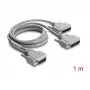 Delock adapteris Y kabelis nuoseklusis RS-232 LFH D-Sub HD 60 kontaktų kištukas į 2x D-Sub 25 kontaktų kištuką, 1 m, pilkas
