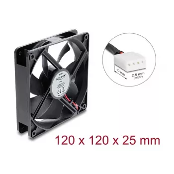 Delock ašinis ventiliatorius 48 V DC, 120 x 120 x 25 mm, 4-Pin PWM, juodas