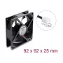 Delock ašinis ventiliatorius 48 V DC, 92 x 92 x 25 mm su 2 kontaktų jungtimi, juodos spalvos