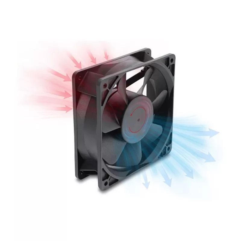 Delock ašinis ventiliatorius 48V DC, 120x120x38mm, 4-Pin PWM, rutulinis guolis, 3000 RPM, 170 m³/h, juodas