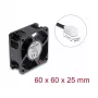 Delock Axial Fan 48V DC 60x60x25mm su 2 kontaktų jungtimi, juodas