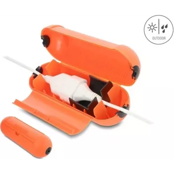 Delock 91729 kabelių jungčių apsauginė dėžutė IP44 su pakabinimo kabliu, oranžinė