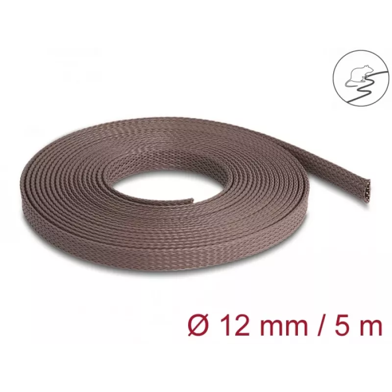 Delock kabelių įvyniojimo rankovė, 12 mm, pinta, atspari graužikams, tampri, 5 m, ruda