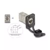 Delock D-Type RJ45 skydinis lizdas Cat.6A STP su LSA prijungimu ir IP66 apsauginiu dangteliu