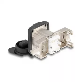 Delock D-Type RJ45 skydinis lizdas Cat.6A STP su LSA prijungimu ir IP66 apsauginiu dangteliu