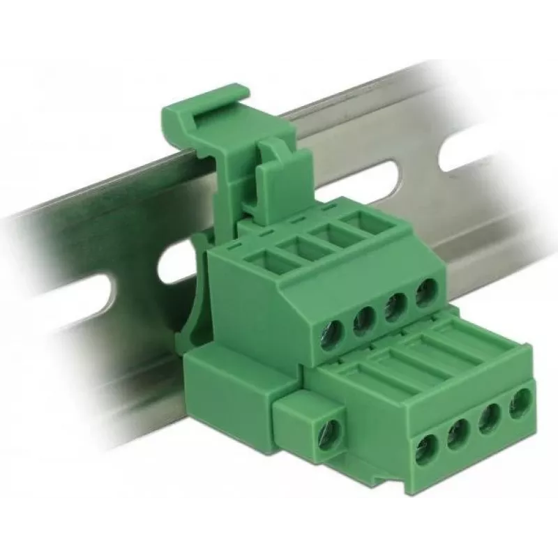 DELOCK DIN bėgio gnybtų rinkinys, 4 kontaktų, su varžtiniu fiksavimu, 800 V, 32 A, pilkas