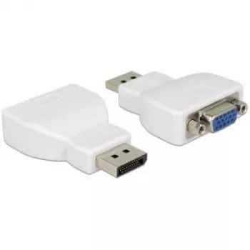 Delock DisplayPort 1.2 vyriškas į VGA moteriškas aktyvus adapteris, baltas, 65568