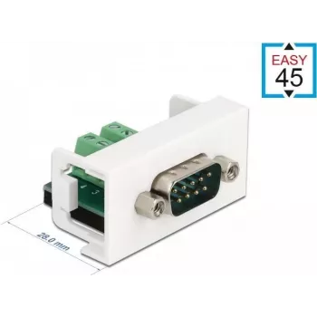 Delock Easy 45 modulinis įdėklas D-Sub 9 kontaktų male į 10 kontaktų terminalų bloką, baltas RAL 9003 81351