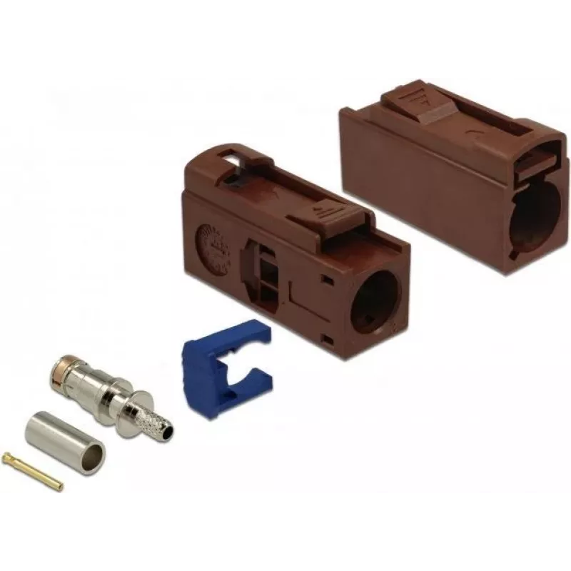 DeLOCK FAKRA F lizdas 25 mm (ilgas) crimp - Riešuto ruda, RAL 8011 89690