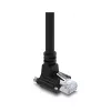 Delock GigE kameros kabelis Cat.6 S/FTP 3m, RJ45 90° kampinė jungtis su varžtais (28mm) į RJ45 tiesią jungtį, juodas
