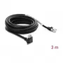 Delock GigE kameros kabelis Cat.6 S/FTP 3m, RJ45 90° kampinė jungtis su varžtais (28mm) į RJ45 tiesią jungtį, juodas