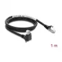 Delock GigE kameros laidas RJ45 vyriškas 90° kampu su varžtais, 28 mm jungties ilgis į RJ45 vyrišką Cat.6 S/FTP 1 m juodas