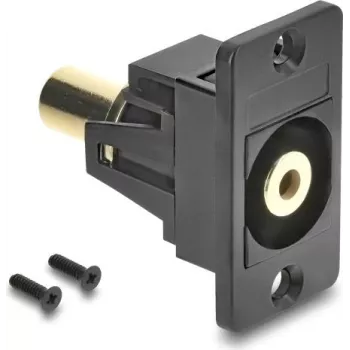 Delock 91207 panelinis 3,5 mm 3 kontaktų stereo lizdų sujungėjas, moteriškas-moteriškas, auksuotu paviršiumi, juodas