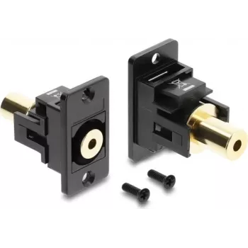Delock 91223 skydinis 3,5 mm 4 kontaktų lizdas moteriškas-moteriškas, auksuotas, juodas