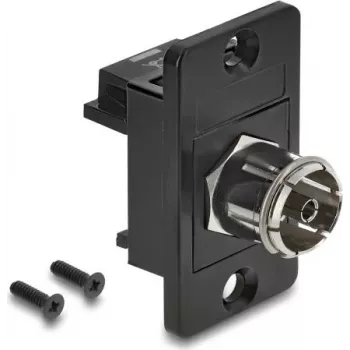 DELOCK IEC C14 kištukas – F tipo lizdas adapteris, skydinis, juodas 91196