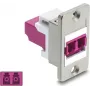 Delock 91100 LC Duplex jungtis, daugiamodė OM4, sidabrinis korpusas, violetinės jungtys
