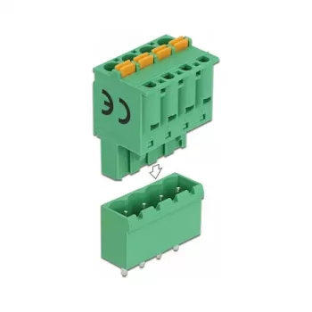 Delock PCB gnybtų blokelių rinkinys 4 kontaktų 5,08 mm žingsniu vertikalus (66501)