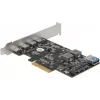 Delock 90059 PCI Express x4 plėtimo plokštė su 4 x USB Type-C + 1 x USB Type-A - SuperSpeed USB 10 Gbps - Low Profile, USB valdiklis