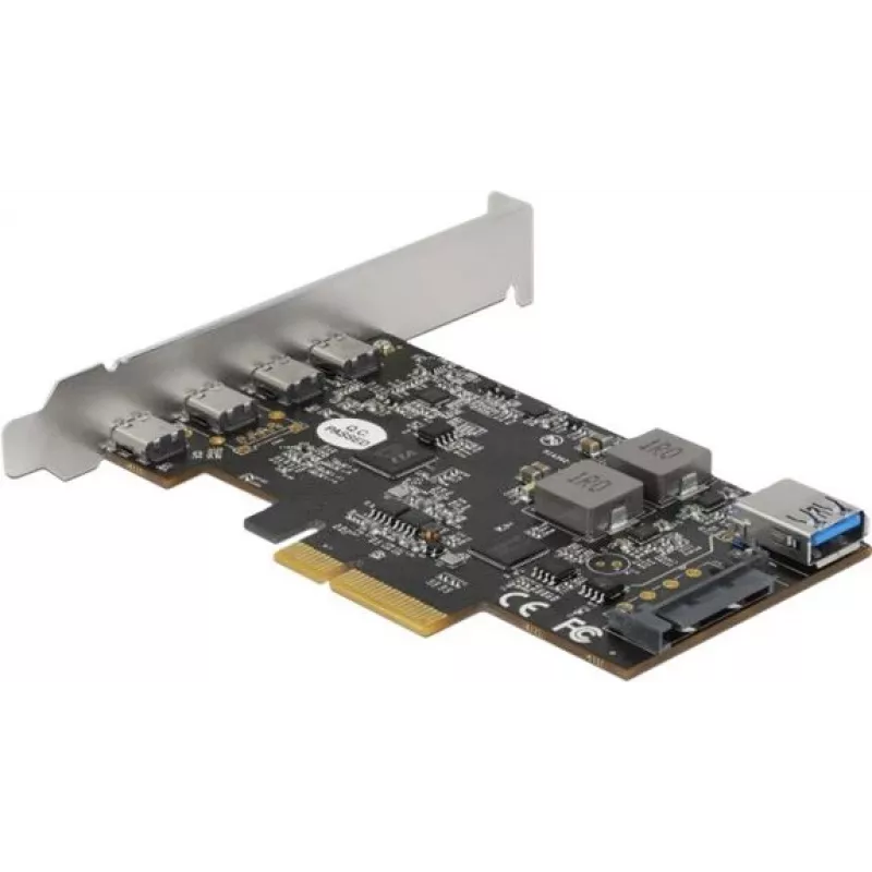Delock 90059 PCI Express x4 plėtimo plokštė su 4 x USB Type-C + 1 x USB Type-A - SuperSpeed USB 10 Gbps - Low Profile, USB valdiklis
