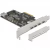 Delock 90059 PCI Express x4 plėtimo plokštė su 4 x USB Type-C + 1 x USB Type-A - SuperSpeed USB 10 Gbps - Low Profile, USB valdiklis