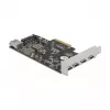 Delock 90059 PCI Express x4 plėtimo plokštė su 4 x USB Type-C + 1 x USB Type-A - SuperSpeed USB 10 Gbps - Low Profile, USB valdiklis