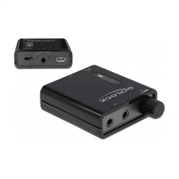 Delock 64056 nešiojamas stereo ausinių stiprintuvas su dviem išėjimais ir žemų dažnių stiprinimu