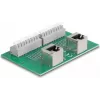 Delock RJ45 2 x moteriški lizdai į 2 x gnybtų bloką su mygtuku DIN bėgiui, kampuotas (66995)