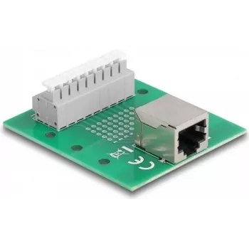 Delock RJ45 moteriškas prie gnybtų bloko su mygtuku DIN bėgiui 66992