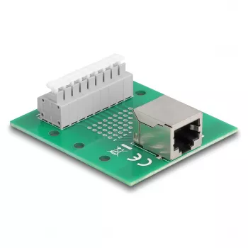 Delock RJ45 moteriškas prie gnybtų bloko su mygtuku DIN bėgiui 66992