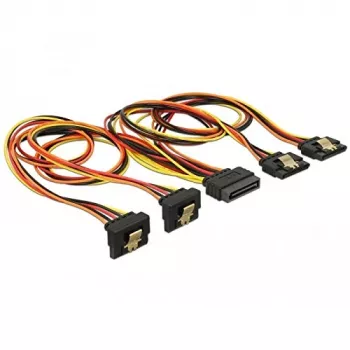 DeLOCK SATA maitinimo šakotuvas 15-Pin Male to 2x 15-Pin Female su metaliniu fiksatoriumi, 50 cm, 3,3/5/12 V, juodas/geltonas/raudonas/oranžinis 60152