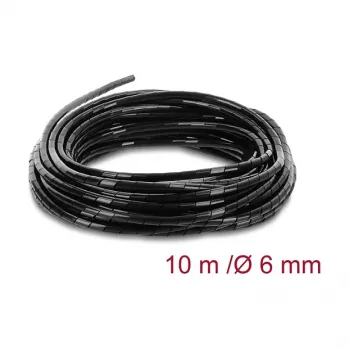 Delock Spiralinis kabelių vamzdelis 6 mm skersmens 10 m juodos spalvos