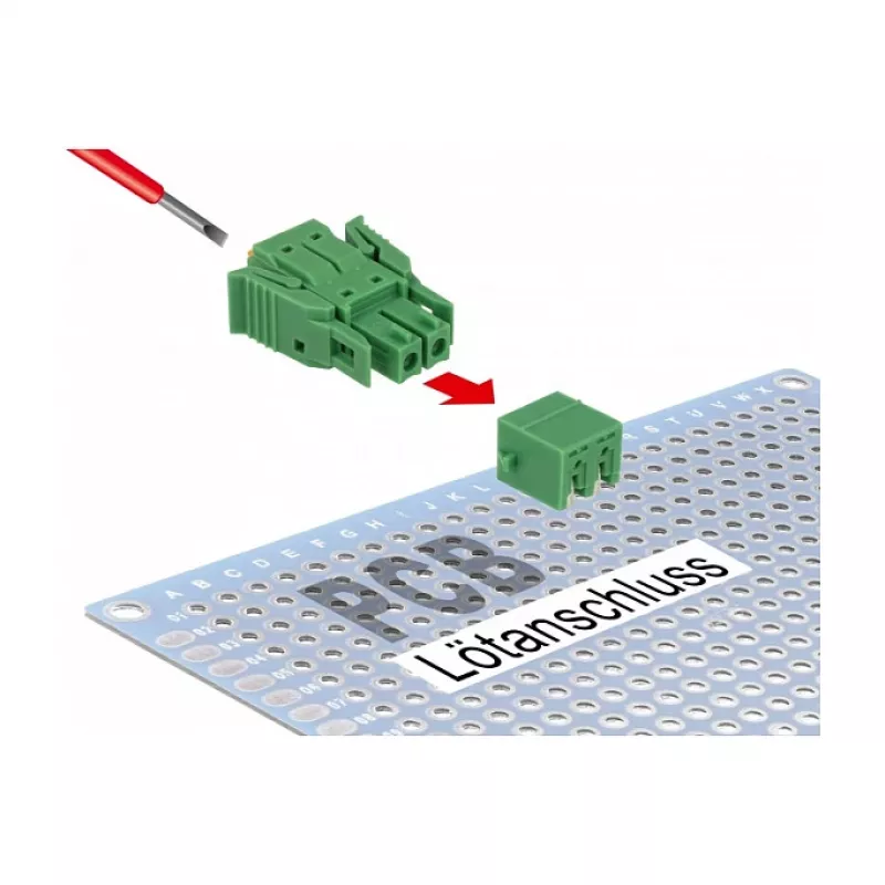 Delock gnybtų blokelių rinkinys PCB 2 kontaktų 3,81 mm žingsniu horizontalus 65952