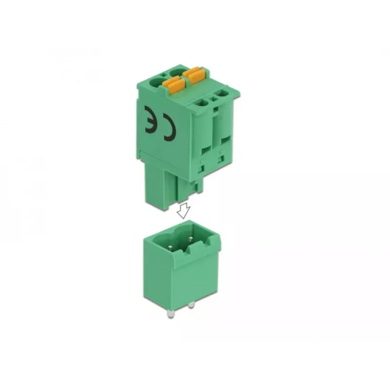 Delock 66500 gnybtų blokų rinkinys PCB plokštėms, 2 kontaktų, 5,08 mm žingsnis, vertikalus