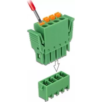 Delock PCB gnybtų blokų rinkinys, 4 kontaktų, 3,81 mm žingsnis, vertikalus (65970)
