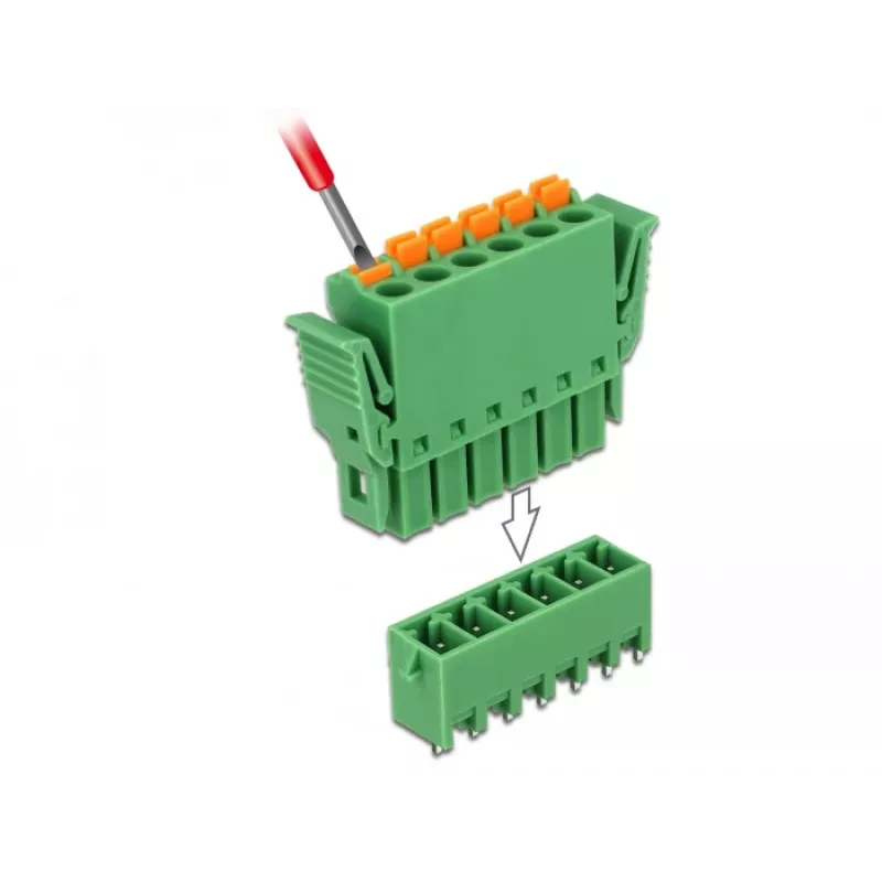 Delock Terminalų blokų rinkinys PCB 6 kontaktų 3,81 mm žingsniu vertikalus (65972)