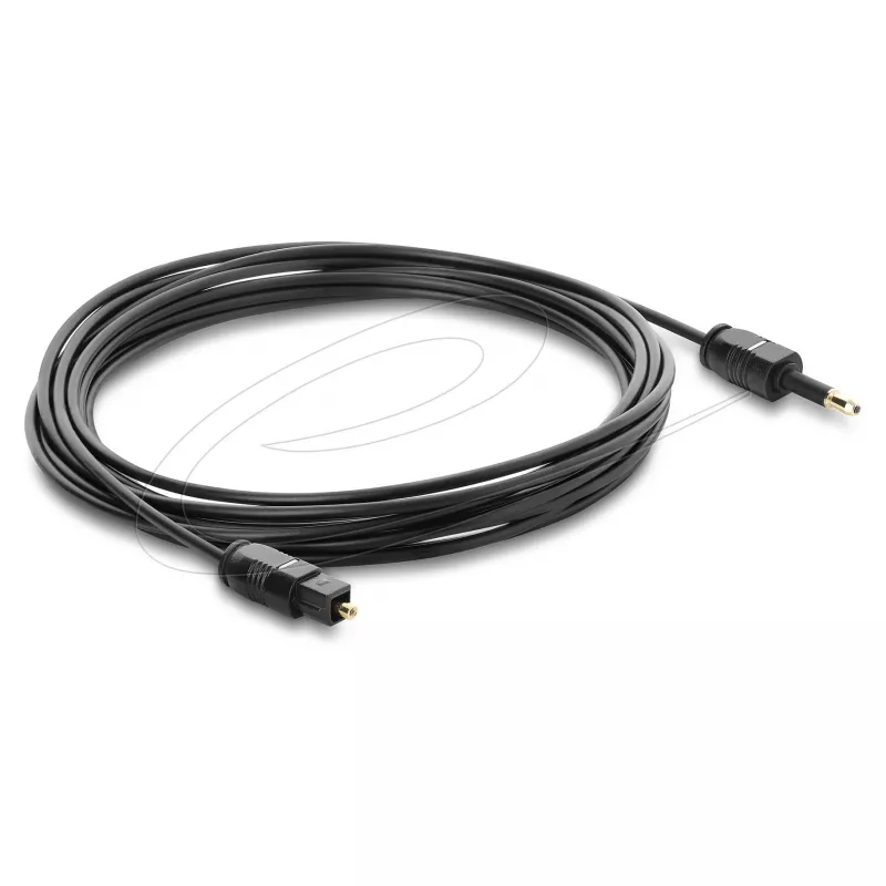 Delock TOSLINK laidas Mini TOSLINK 3,5 mm kištukas į TOSLINK kištuką, Ø 2,2 mm, 5 m, juodas