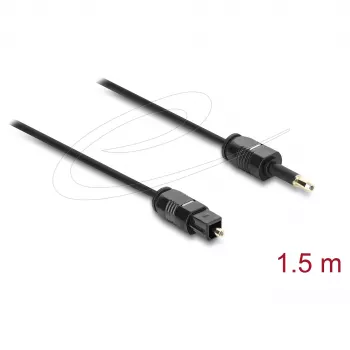 Delock TOSLINK laidas Mini TOSLINK 3,5 mm kištukas – TOSLINK kištukas, Ø 2,2 mm, 1,5 m, juodas