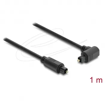Delock TOSLINK optinis garso kabelis 1 m – 90° kampu lenktas į tiesų – 4 mm – juodas