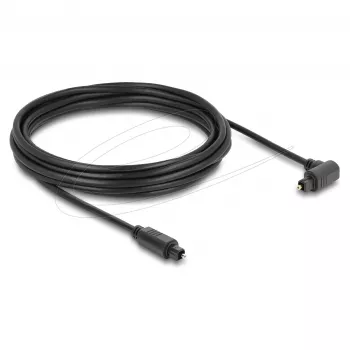 Delock TOSLINK optinis garso kabelis 5m, 90° kampu lenktas į tiesų, 4mm, juodas